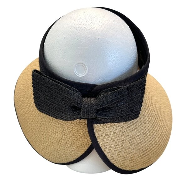 Foldable Packable Women's Travel Wide Brim Tropical Summer Beach Sun Visor Hat - Picture 3 of 11